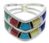 Sterling Silver Multicolor Inlay Southwest Ring Size 5-3/4 VX58503